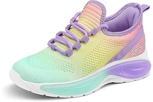 RUNSIDE Girls Lightweight Sneakers Kids Lace-up Tennis Running Shoes, Breathable Walking Shoes for Toddler/Little Kid/Big Kid