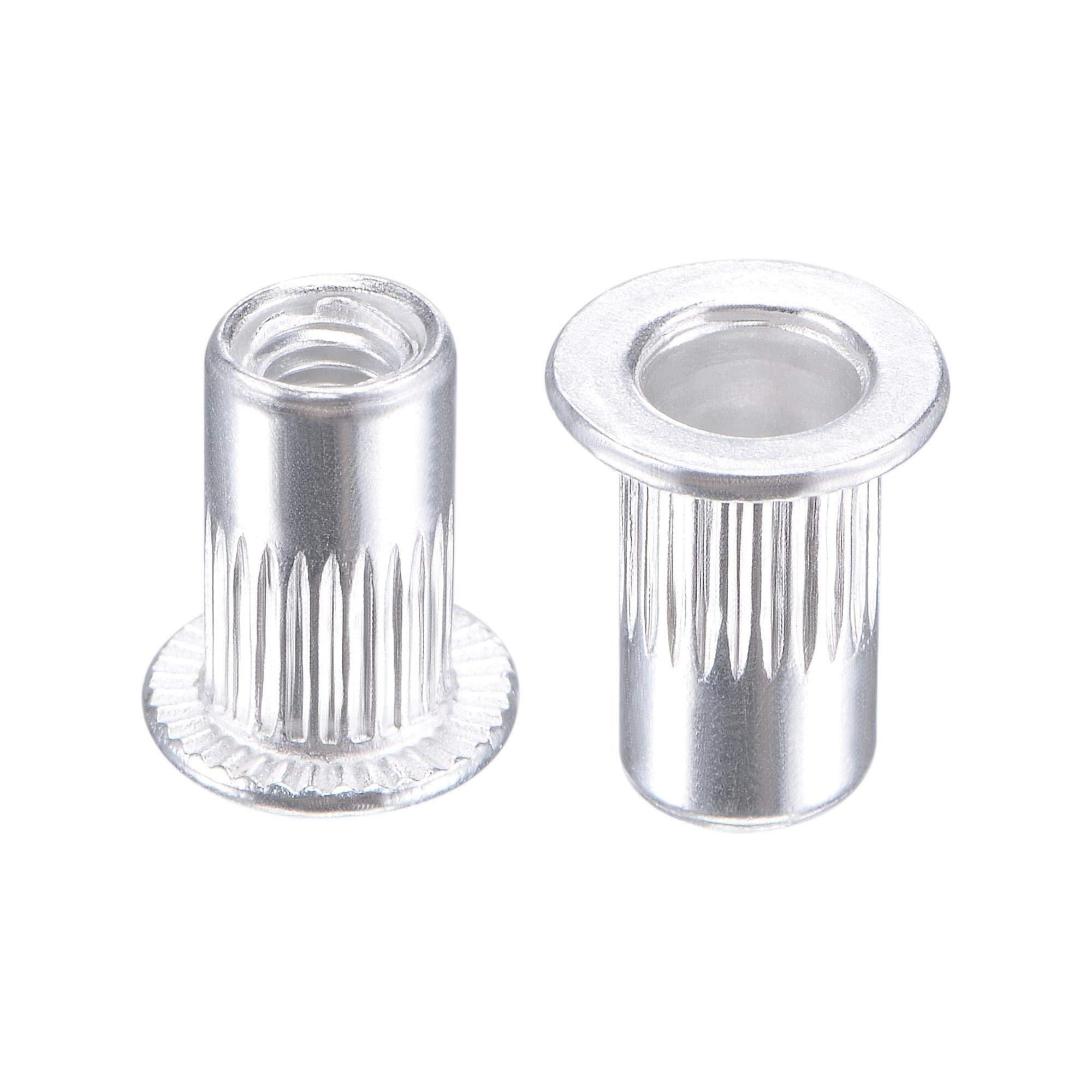 Photo 1 of uxcell M3 Rivet Nuts Aluminium Alloy Knurled Flat Head Threaded Insert Nut Silver 25pcs