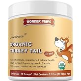 Wonder Paws Organic Turkey Tail Mushroom for Dogs &ndash; Powerful Turkey Tail for Dogs Mushroom Powder for Immunity, Respiratory, Digestion &amp; Cellular Health&ndash;with Beta Glucans &amp; Polysaccharides- 2.12 oz