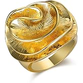 Aprilery Chunky Rings for Women Gold and Silver Statement Rings Rose Flower Gold Plated Band Ring Cocktail Costume Jewelry Gift