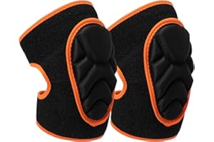 SPFAS Adult Knee Pads for Gardening, Non-Slip Collision Adjustable Kneepads with Thick EVA Foam for House Cleaning, Construction Work, Volleyball, Dance, Football (Medium, Orange)