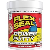 Flex Seal Power Putty, Moldable Waterproof Rubberized Sealant, Instantly Fills Gaps, Cracks, or Holes, Removable Reusable, Works Underwater, Pipes, Marine, Auto, RV, Metal, Plastic, Wood, White 16 oz