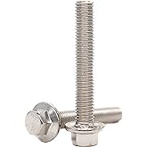 binifiMux 10pcs M8-1.25 x 60mm Serrated Flanged Hex Bolts Flange Hexagon Screws, Stainless Steel 18-8 (304), Plain Finish, DIN 6921