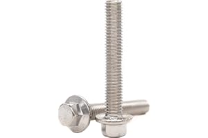 binifiMux 10pcs M6-1.0 x 50mm Serrated Flanged Hex Bolts Flange Hexagon Screws, Stainless Steel 18-8 (304), Plain Finish, DIN
