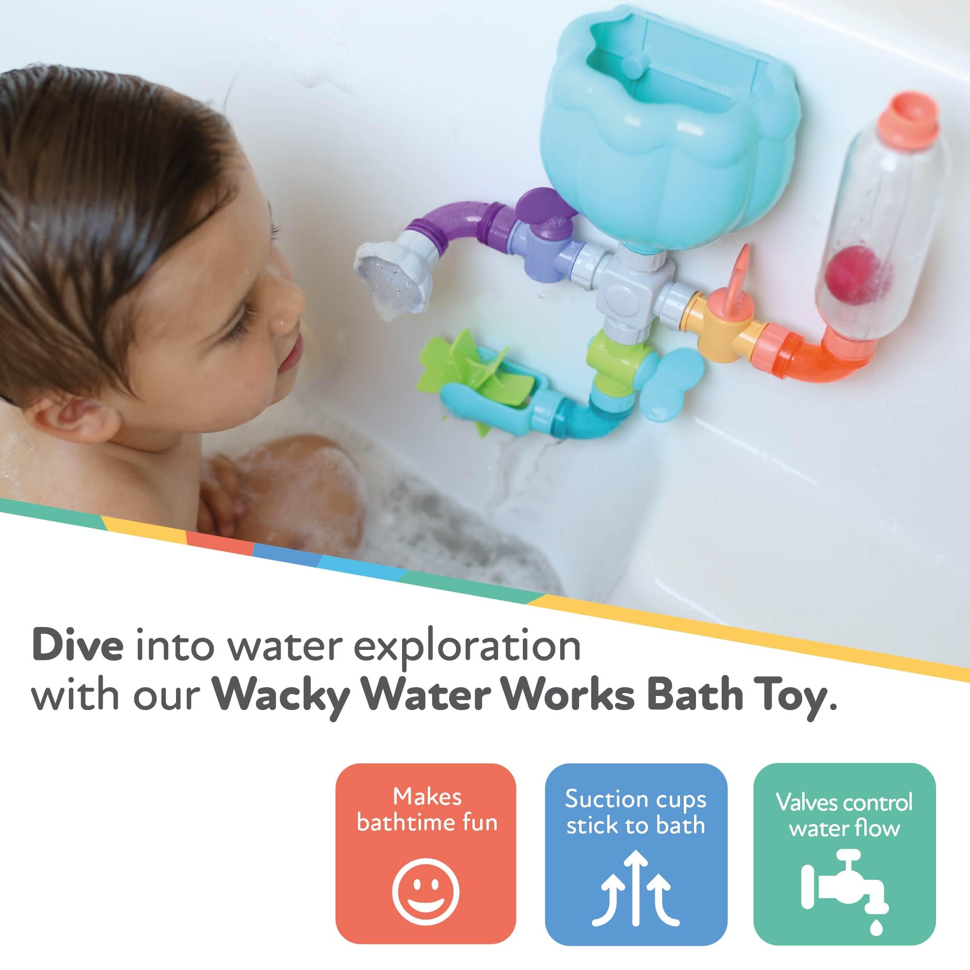 Nuby Wacky Waterworks Pipes Bath Toy - Baby Bathtub Toy with Interactive Features for Cognitive Development