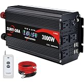 3000 Watt Power Inverter 12V to 110V/120V DC to AC Converter 6000W Peak, with Remote Control & LCD, 4 AC Outlets & 4 USB Port