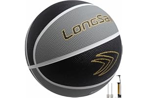 Longsail Full Size Basketball Rubber- Leather,Indoor-Outdoor-Pool,with Pump(Deflated)