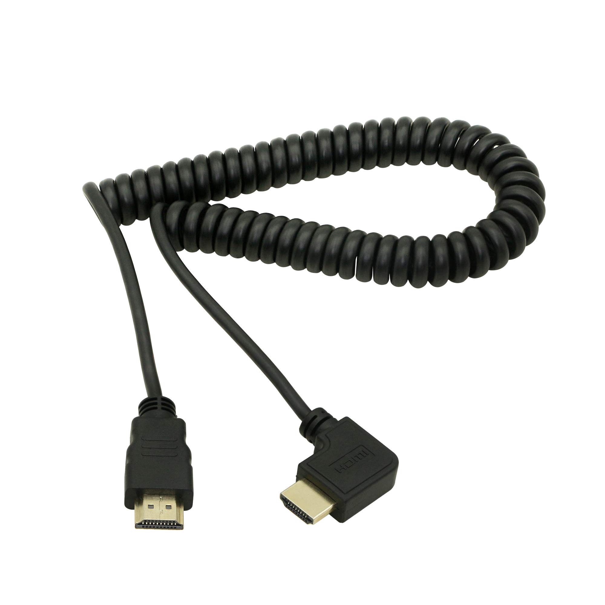 CERRXIAN 2M Black HDMI Male to HDMI Right Angle Cable, Supports 2K 4K (30Hz), Audio Return, Connects Laptops, Camcorders, Cameras, Tablets to HDTVs