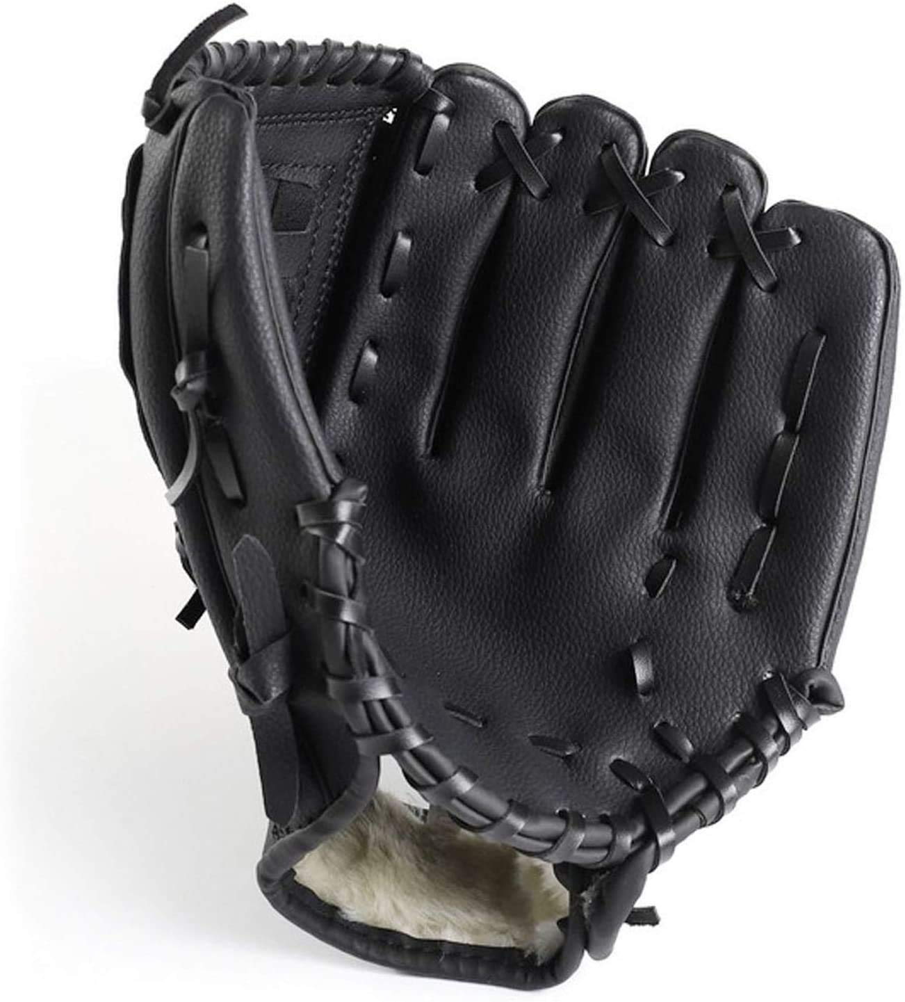 ZYYRSS Baseball Gloves 12.5 inch Sports Equipment PU Leather Catcher Training and Competition Baseball Left Hand Mitt for Youth Adults (Black)