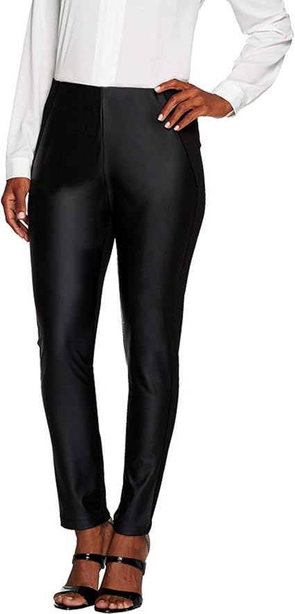 faux leather front pants