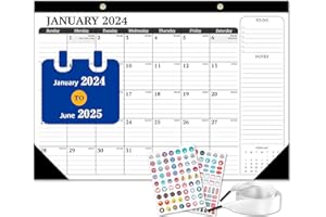 Umriox Desk Calendar 2024, 17" x 12", 18 Months Calendar, January 2024 - June 2025, Large Desktop/Wall Monthly Calendar with Plastic Cover