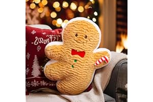 Cyditan Gingerbread Man Pillow Cute Christmas Throw Pillow Soft Gingerbread Shaped Stuffed for Sofa Party Christmas Decorations