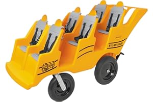 ANGELES Children’s Factory 6-Passenger Bye-Bye Buggy, Daycare Multi-Passenger Stroller With Never-Flat "Fat Tire", Yellow