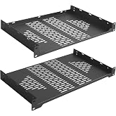 RIVECO 2-Pack 10" 1U Vented Rack Shelf for 19" Server IT Sound Cabinets