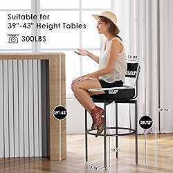 STHOUYN Counter Height Bar Stools Set of 4, Black