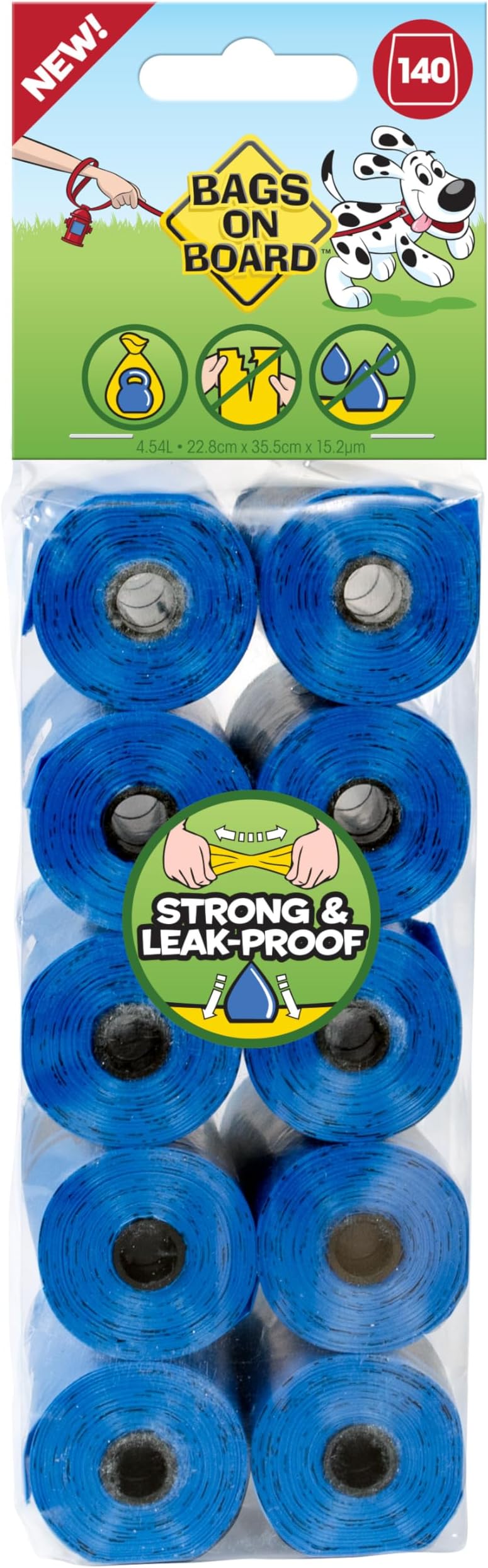 Bags On Board Dog Poo Bags 140 Pack Blue Strong Leak Proof