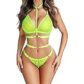 Avidlove Women Sexy Lingerie Bra and Panty Sets Fishnet Sheer Mesh Lingerie Matching Bralette Sets