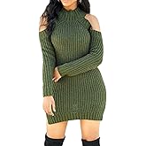 Sweater Dress for Women Elegant Casual Knit Long Sleeve Off Shoulder Pullover Winter Dresses