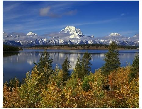 Amazon Co Jp Great Bigキャンバスポスター印刷entitled米国 ワイオミング グランドティトン国立公園 ジャクソン湖 Mt Moran 14 X 11 13 14x11 None ホーム キッチン