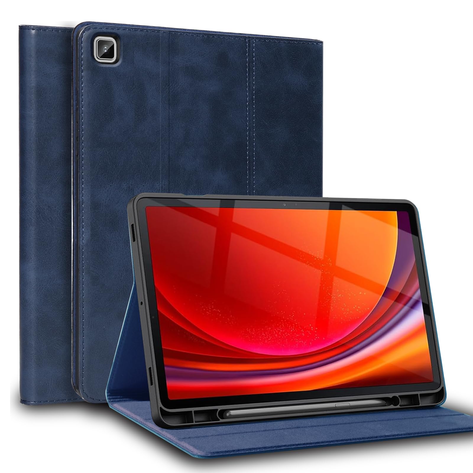 Photo 1 of NANRUIL for Samsung Galaxy Tab A7 Lite 8.7 inch Case with S Pen Holder 2021 Model(SM-T220/T225/T227) Genuine Leather Cover Protective Shell.Blue