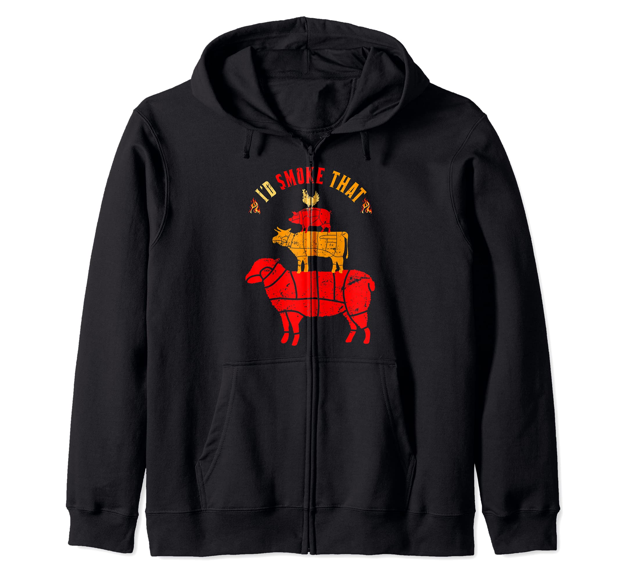 BBQ Chef Grilling Meat Smoked Steak Pork Smoking Barbecue Zip Hoodie