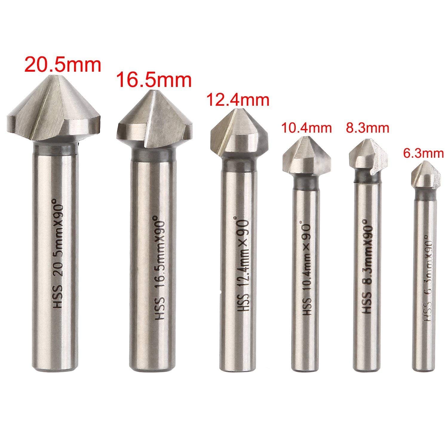 Malayas 6PCs HSS Drill Chamfer Chamfering 90 Degree 3 Flute End Mill Cutter Drill Bit for Wood Steel Aluminum - Image 3