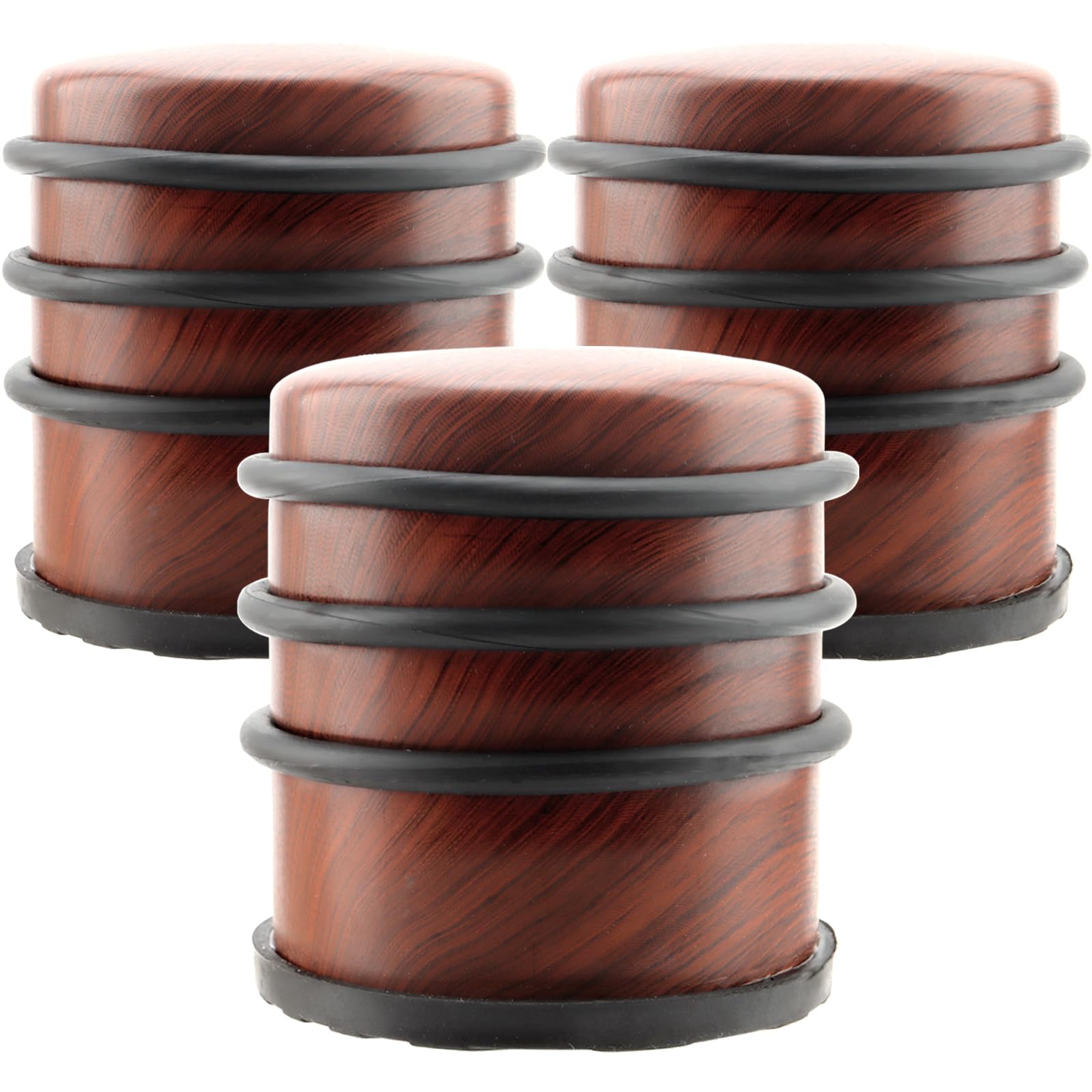 ZOENHOU 3 Pack Stainless Steel Door Stoppers, 1.08KG Weighted Heavy Duty Chrome Door Stopper with Silicone Rings, Metal Round Door Stopper, Wood Colour