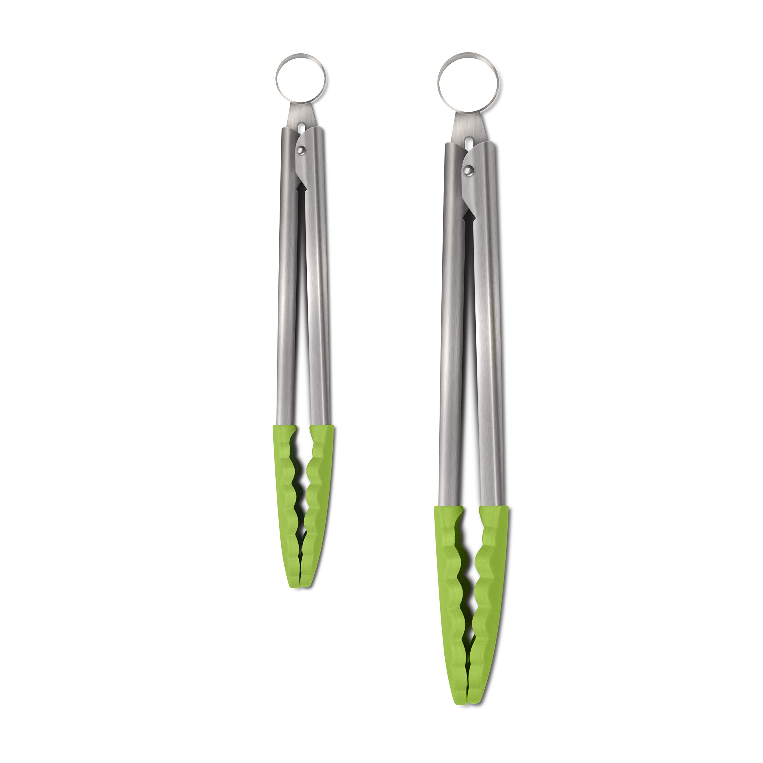 Zeal JSET2L Non-Stick Silicone Large & Small Cook’s Tongs Set-Lime