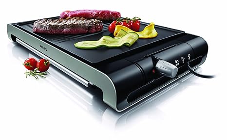 Philips HD4419/20 Tischgrill (verschiedene Temperaturstufen, Antihaftbeschichtung, 2300 Watt) schwarz/edelstahl