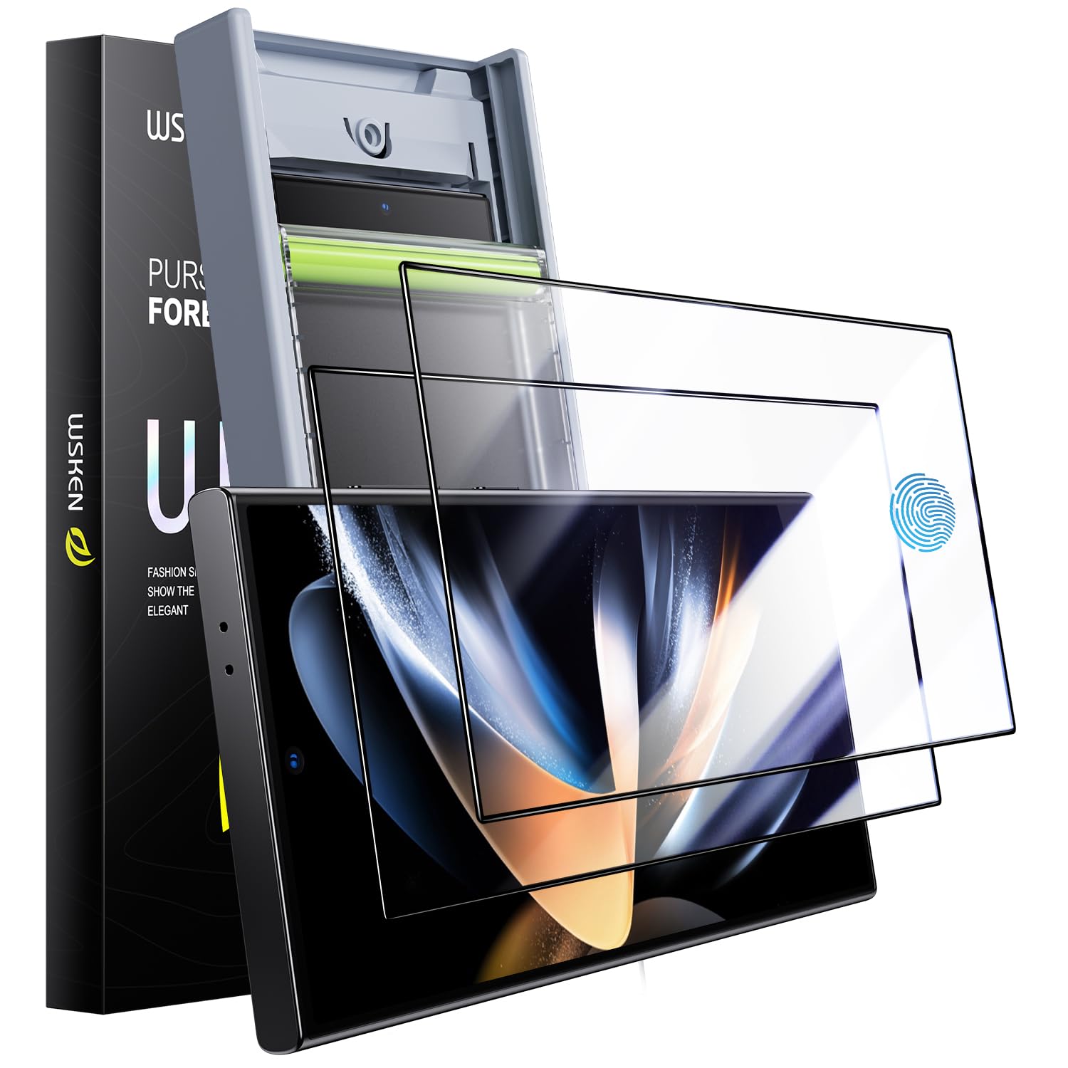 Photo 1 of WSKEN for Samsung Galaxy S24 Ultra Screen Protector Tempered Glass [Zero Bubble] [Auto Dust-Remove] [Support Fingerprint Unlock] Anti Glare HD Full Coverage 9H Flim 6.8 inch - 2 Pack