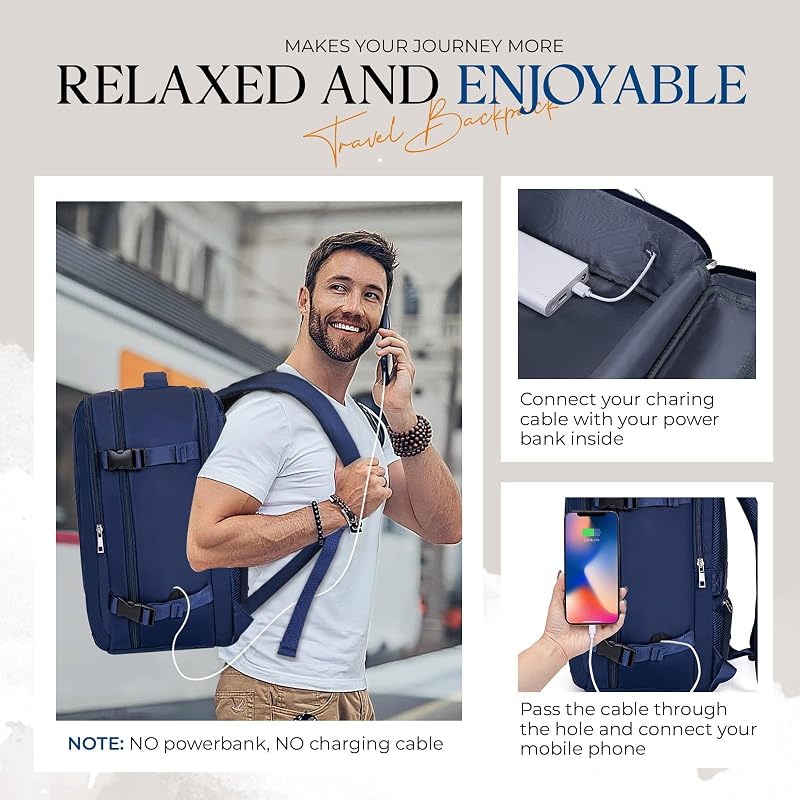 Mochila 40x30x20 para Ryanair Mochila Viaje Cabina Avion 40x20x25 con Multiples Compartimentos y Bolsillo Antirrobo Travel Backpack Hombre Mujer — foto 4 de 8