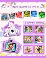Gofunly Kids Camera 1080P 2.0" 32GB Card Purple with Lanyards view 3