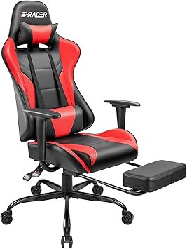 Amazon Com Homall Gaming Chair Computer Office Chair Ergonomic Desk Chair With Footrest Racing Executive Swivel Chair Adjustable Rolling Task Chair Red Kitchen Dining