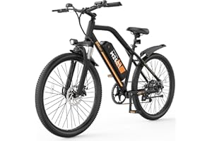 HiKeep Electric Mountain Bike for Adults - 20MPH E-Bike with 374Wh Battery, 25 Miles Range, Disc Brakes, Adjustable Seat, Hea