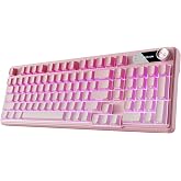 EWEADN V102 Wireless Keyboards, 98 Key Gaming Keyboard with Screen & Media Knob, Custom RGB Backlit, Tri-Mode BT5.0/2.4GHz/Wi