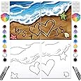 VALLSIP 2 Pack Paint and Sip Canvas Painting Kit Pre Drawn Canvas for Painting for adults Stretched Canvas Couples Games Date Night Summer Beach Vows Anniversary Gifts Paint Party Supplies Favor 8x10