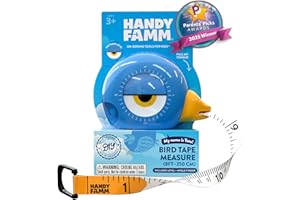 Handy Famm 8ft Blue Bird Tape Measure for Kids – STEM Educational Tool with Level, Protractor, Retractable Design - DIY Construction Toy, Child-Safe Measuring Tapes, Gift for Boys & Girls 3+