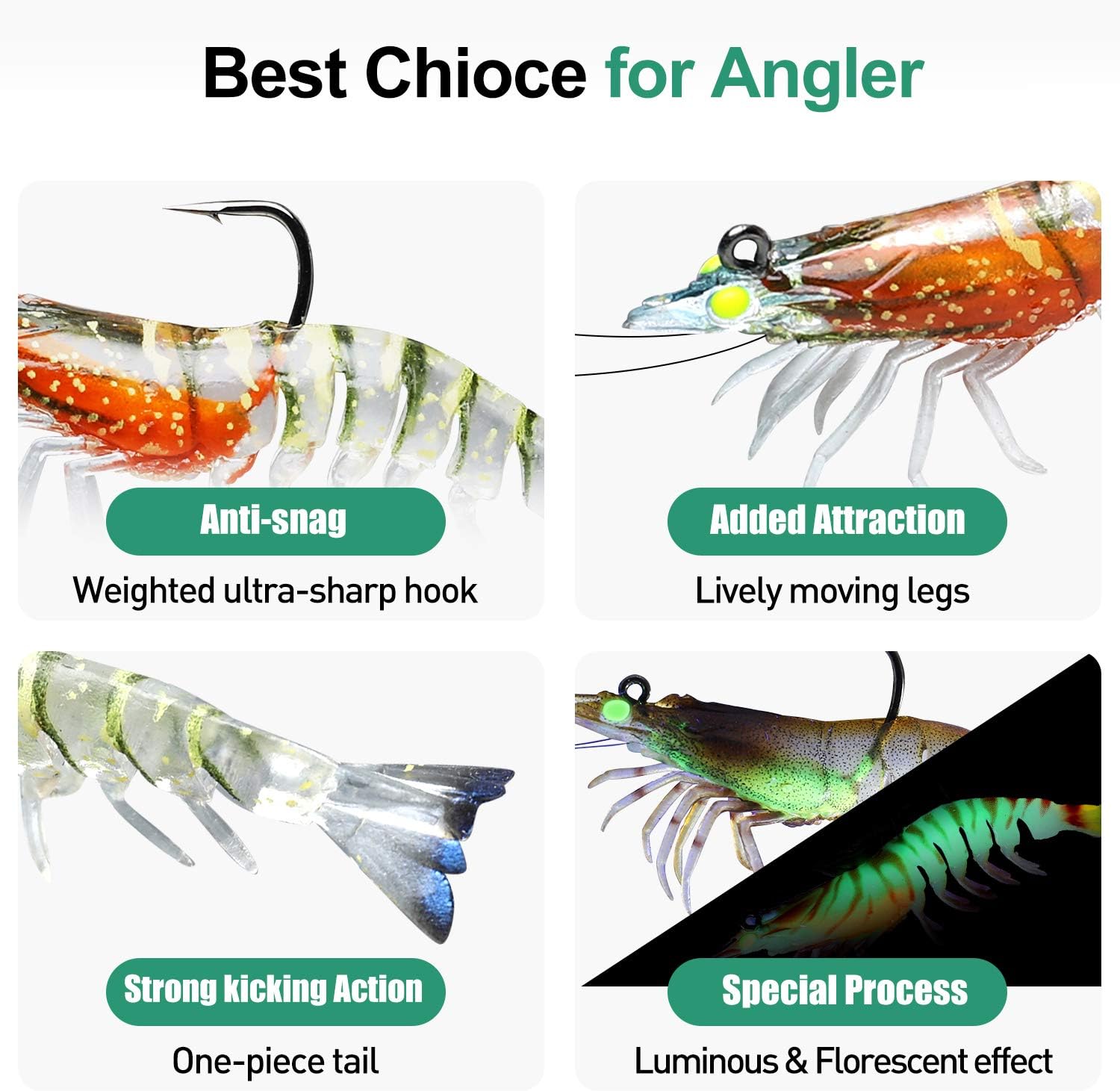 TRUSCEND Fishing Lures for Bass Trout 6PCS Jighead Shrimp Lures Paddle Tail Swimbaits Soft Fishing Baits Freshwater Saltwater Jigging Bass Fishing Lures : Sports & Outdoors