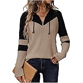 SweatyRocks Women's Color Block Hoodies Long Sleeve Pullover Oversized Sweatshirts Going Out Tops Fall Trendy