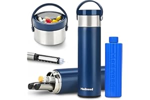 MEDINEED Insulin Cooler Travel Case, 60H 3 Pens Diabetes Travel Case Travel Medicine Organizer, Medication Cooler for Travel Diabetes Care, Travel Medicine Kit with TSA Approved Ice Packs (Blue)