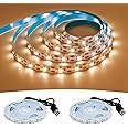 KXZM USB LED Strip Light Warm White 3000K 5V USB Powered 13.12ft/4M 240LEDs Flexible SMD2835 High Brightness No-Waterproof IP20 LED Tape Lights(2pcs x 6.6ft)