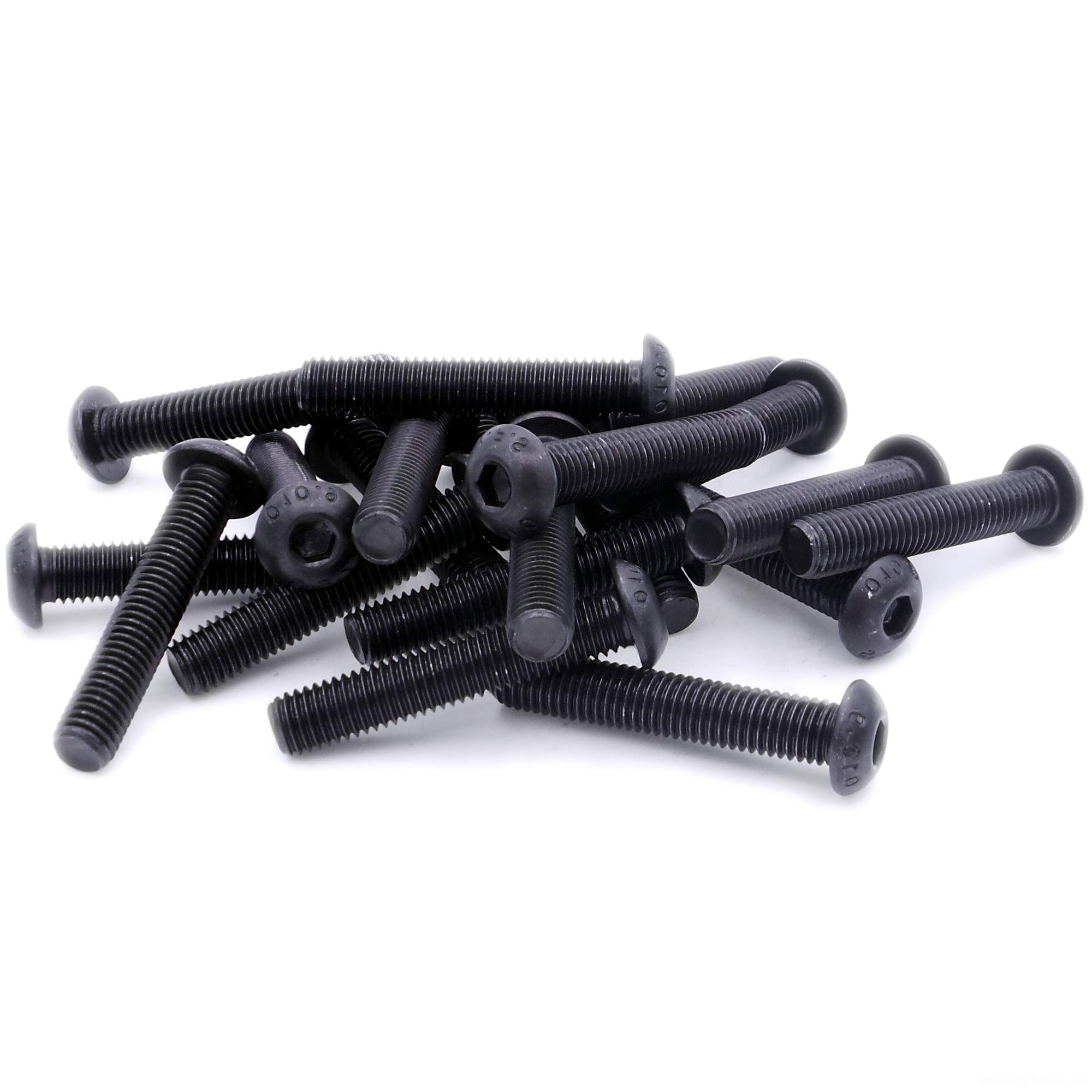M6 (6mm x 16mm) Hex Socket Button Machine Screw (Bolt) - Black Steel (Pack of 20)