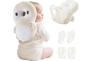 Baby Head Protector Backpack with Socks and Knee Pads - Adjustable Safety Pillow for Crawling Toddlers 5-12 Months, Soft Cush