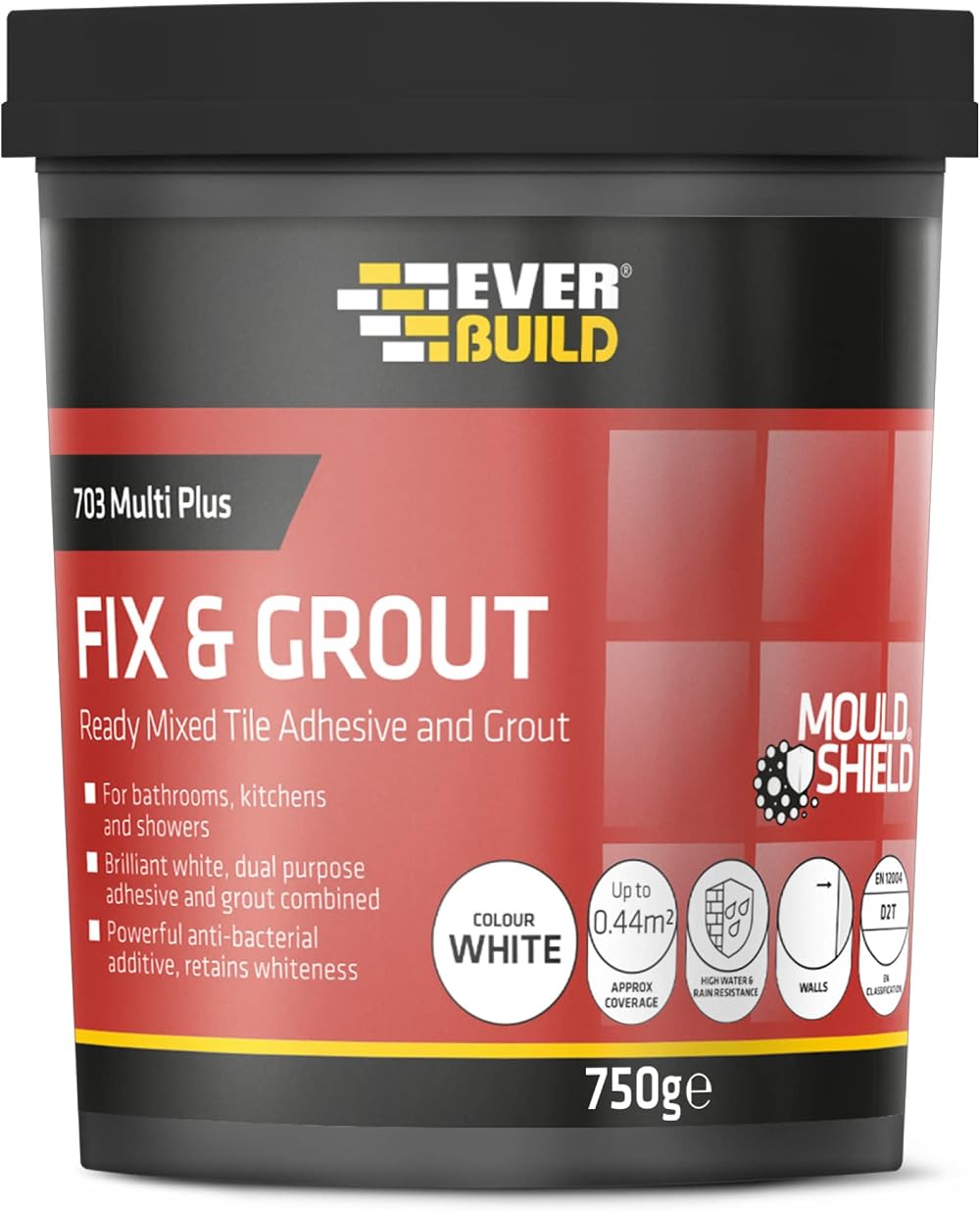 Everbuild 703 Fix And Grout Tile Adhesive Ready Mixed 750g White High Strength