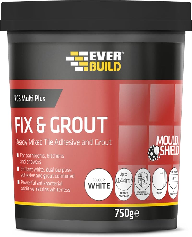 Everbuild 703 Fix And Grout Tile Adhesive Ready Mixed 750g White High Strength