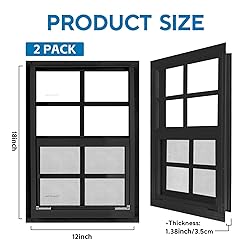 2 Pack 12" x 18" Black Shed Window with Tempered