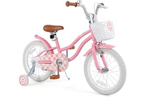 KOTEK Kids Bike, 12 14 16 18 20 Inch Toddler Bikes with Training Wheels/Kickstand, Adjustable Seat & Handlebar, Handbrake & C