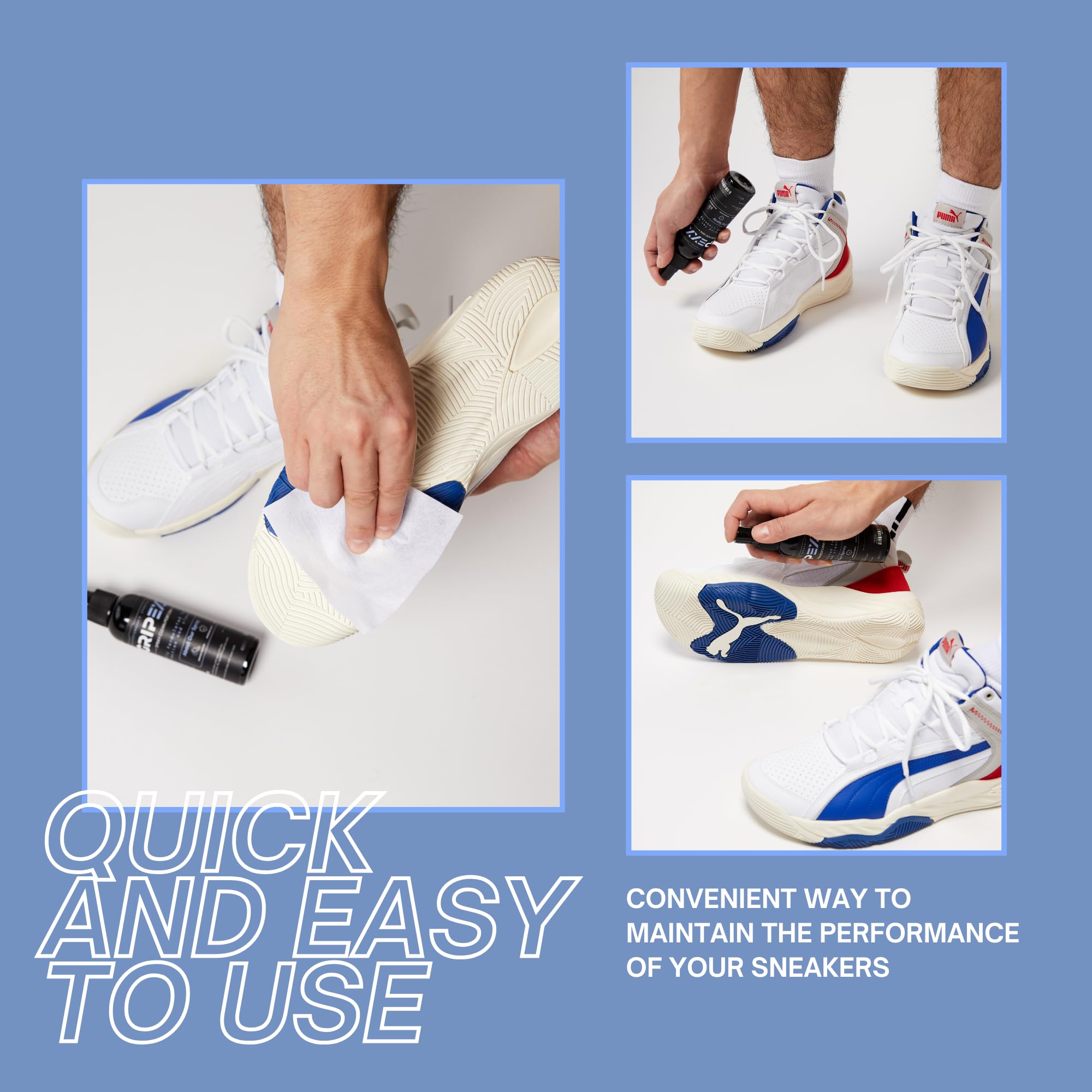 2 in 1 Sports Shoe Grip Spray with Sport Towel, Provides Traction & Rejuvenates Soles. Multipurpose Grip Spray for Cleaning & Improving Basketball Shoe Grip. Anti Slip & Performance Enhancer