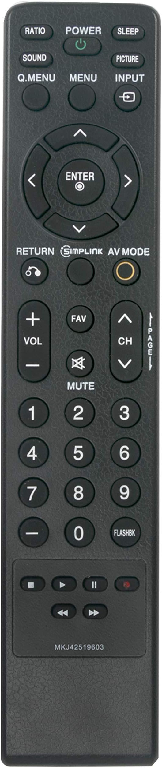 MKJ42519603 Replaced Remote fit for LG Plasma TV 42PG10F 42PG20 42PG20-UA 42PG20C 42PG20C-UA 50PG10 50PG20 50PG20C 50PG30 60PG30 50PG10-UA 50PG30F-UA 60PG30F-UA 42PG10-UA