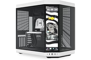 Hyte Y70 Touch Infinite Dual Chamber ATX Mid Tower Modern Aesthetic Case with Integrated 2.5K LCD Touchscreen - Panda/White